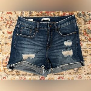 VIGOSS Marley Short - High Rise Dark Wash Distressed Jean Shorts - Size 26